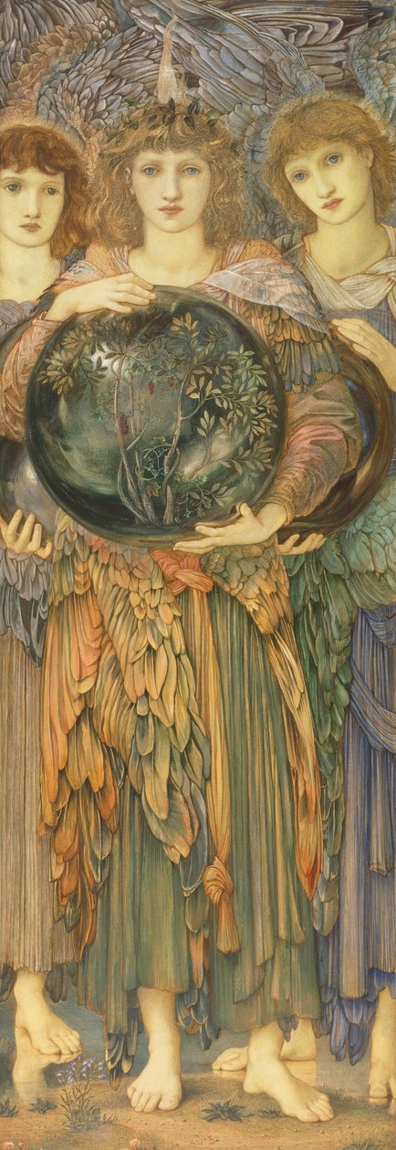 Dni stworzenia: dzień trzeci, 1870-76 (wc, gwasz, muszelkowe złoto i platynowa farba na panelu pokrytym płótnem) autorstwa Edward Burne Jones
