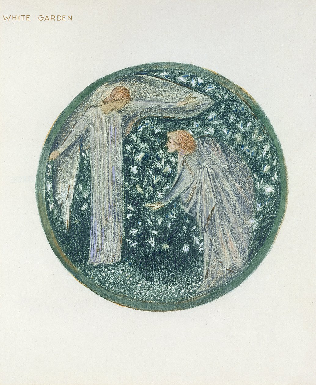 Księga Kwiatów: XXXIV. Biały Ogród, 1905 (lit z gwaszem na papierze) autorstwa Edward Burne Jones