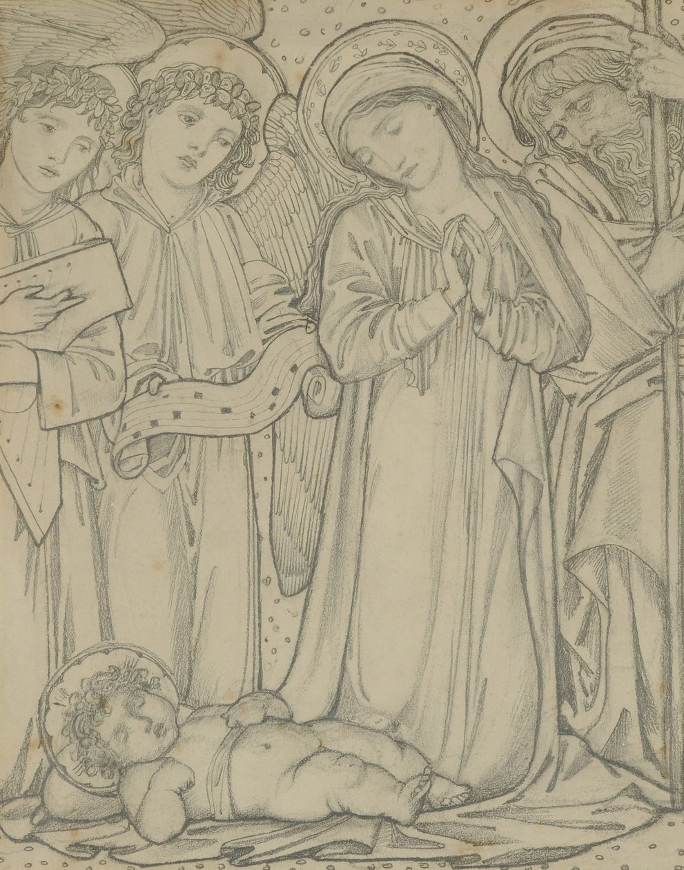 Święta Rodzina, ok.1874 (kreda na papierze) autorstwa Edward Burne Jones