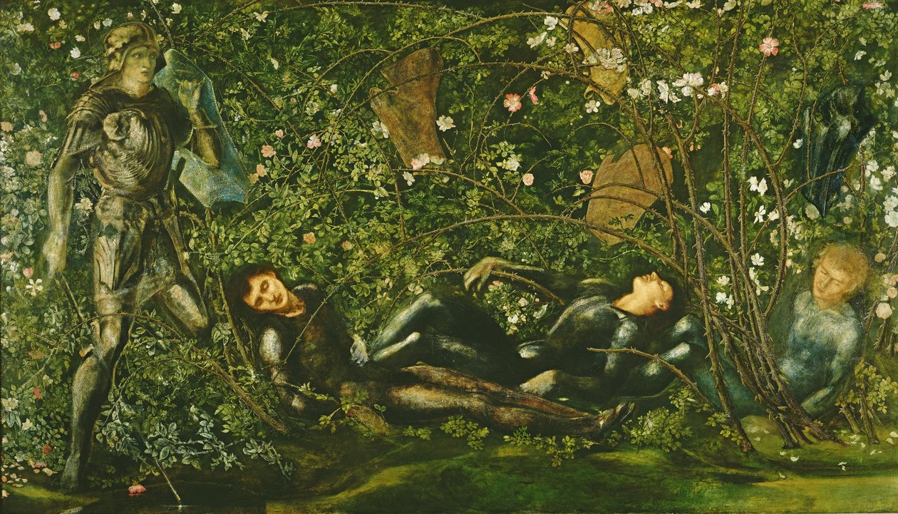 Rycerze i Briar Rose, 1869 autorstwa Edward Burne Jones
