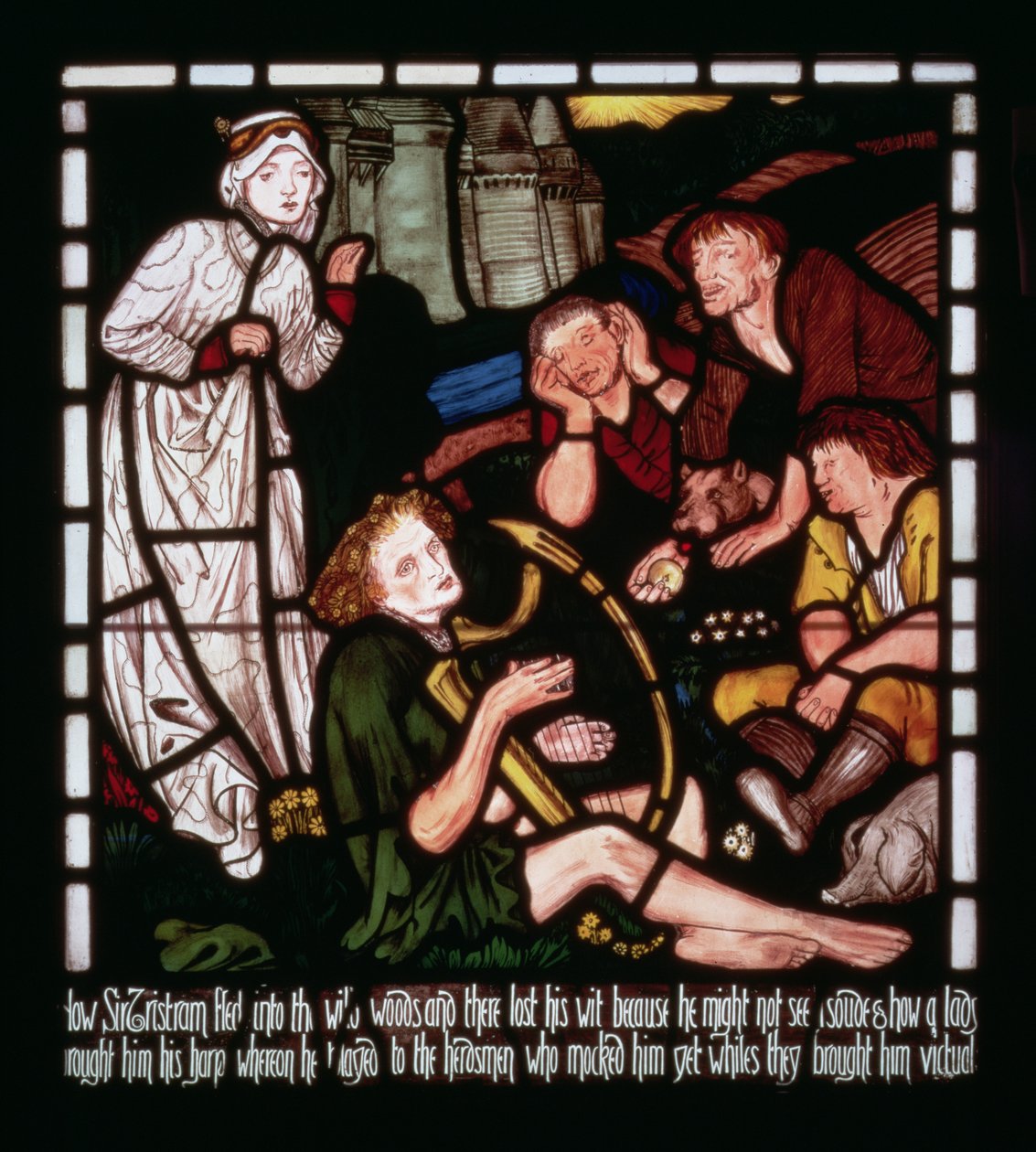 Szaleństwo Sir Tristana, z „Historii Tristana i Izoldy”, William Morris und Co. (witraż) autorstwa Edward Burne Jones