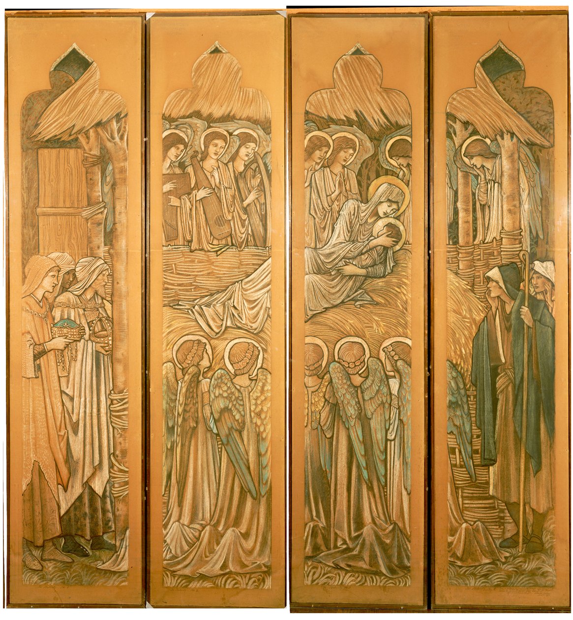 Narodzenia, karykatury do witrażu w St. Deiniol, Hawarden, 1897 autorstwa Edward Burne Jones