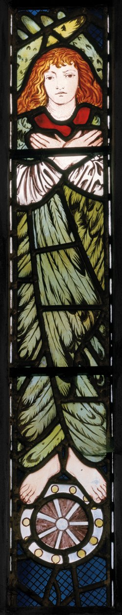 Nowe Jeruzalem, Anioł, detal, 1862-3 (witraż) autorstwa Edward Burne Jones