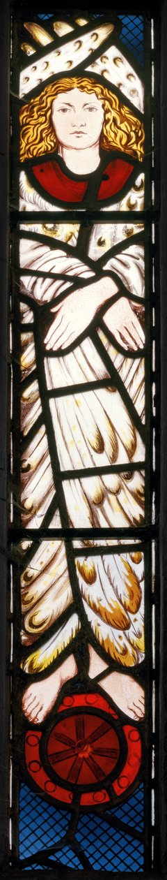 Nowe Jeruzalem, Anioł, detal, 1862-3 (witraż) autorstwa Edward Burne Jones