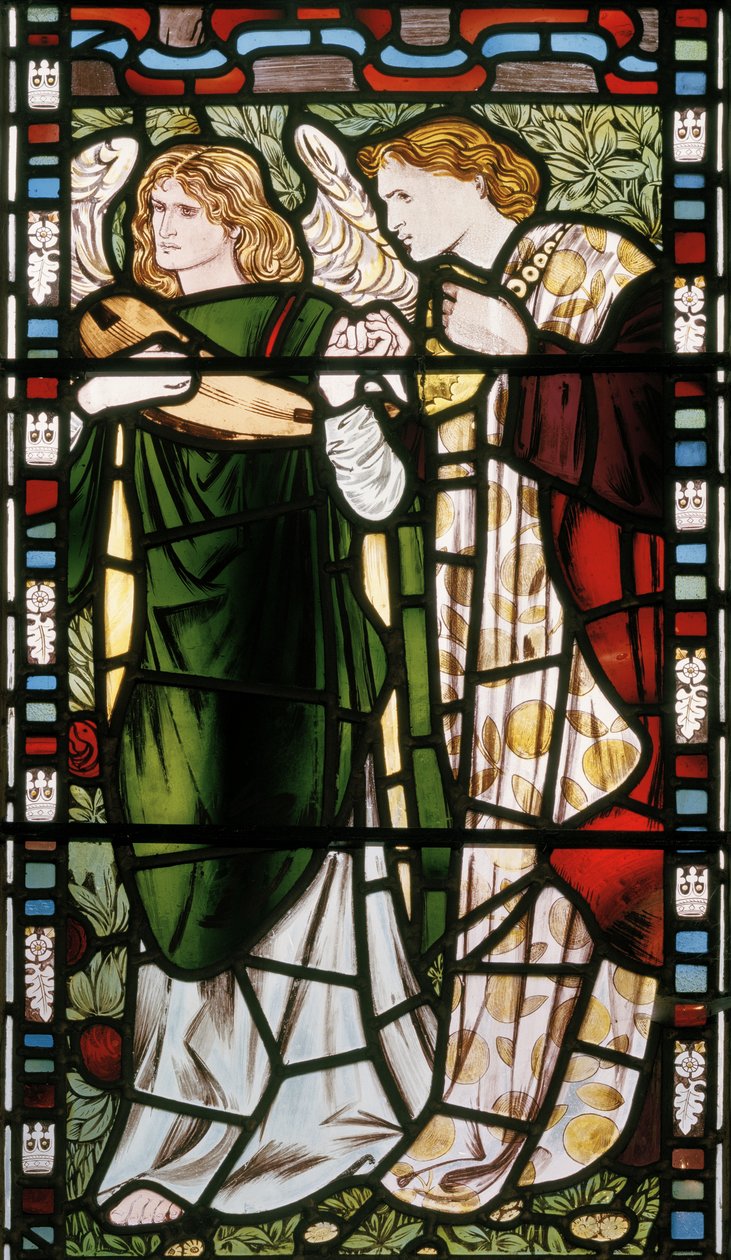 Nowa Jerozolima, detal, 1862-3 (witraż) autorstwa Edward Burne Jones