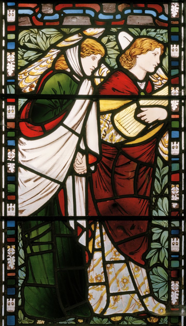 Nowa Jerozolima, detal, 1862-3 (witraż) autorstwa Edward Burne Jones