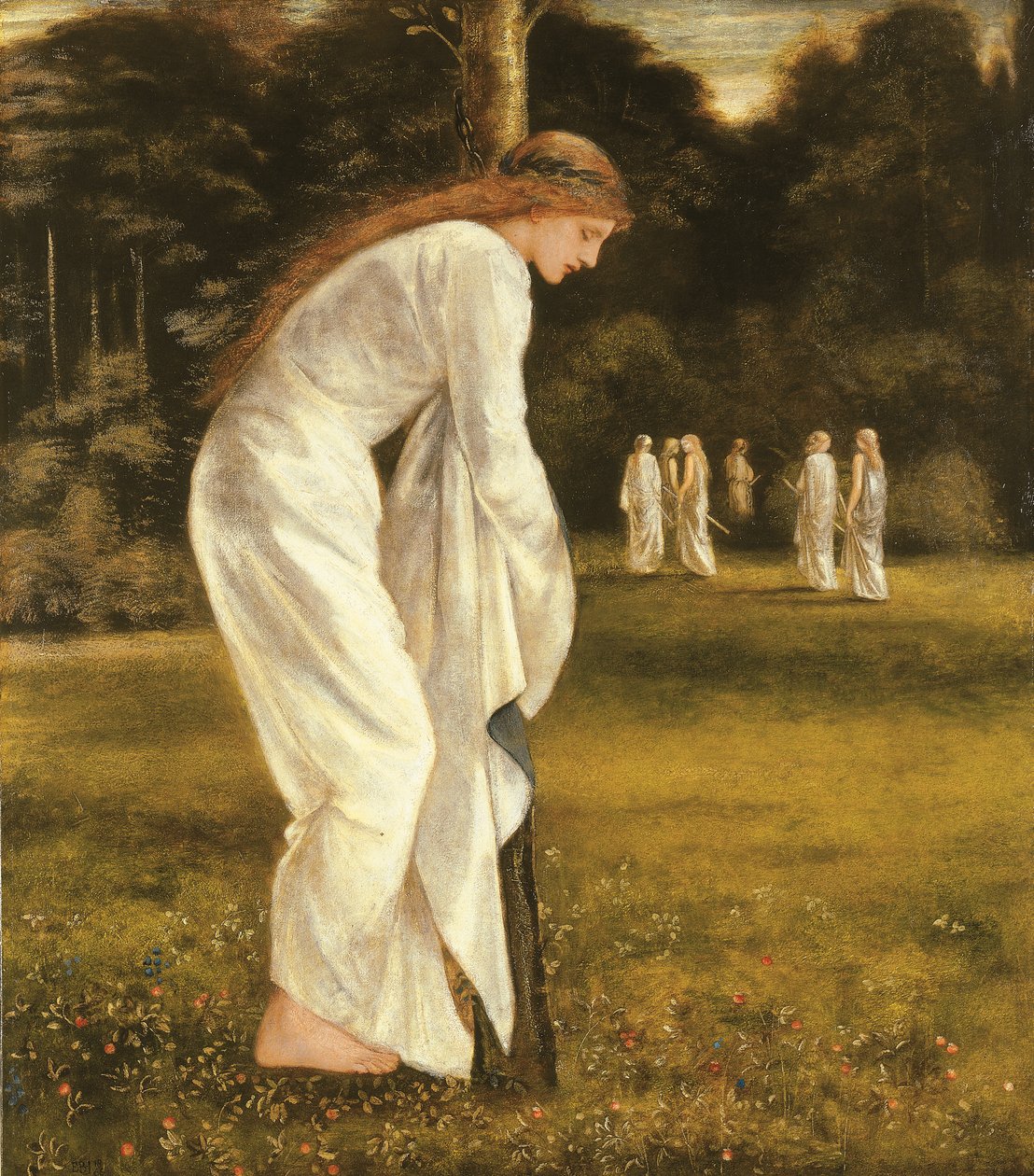Księżniczka przywiązana do drzewa autorstwa Edward Burne Jones