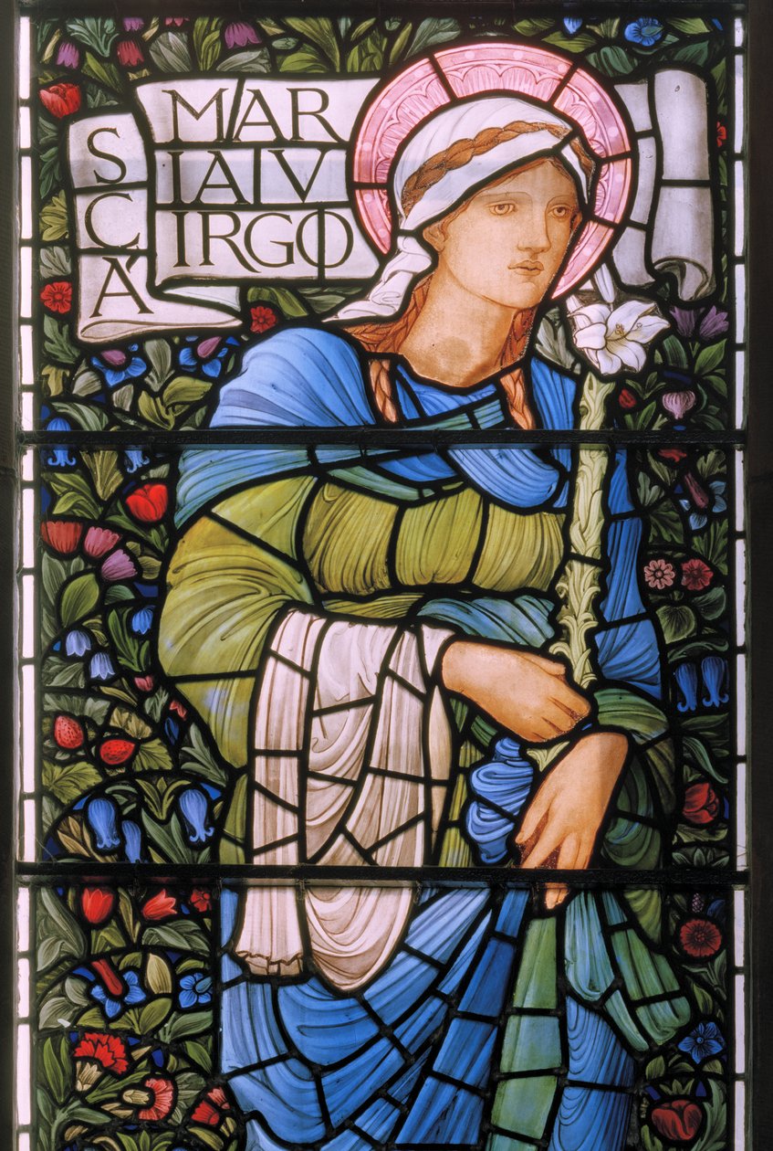 Matka Boska, okno wschodnie, 1880 (witraż) autorstwa Edward Burne Jones