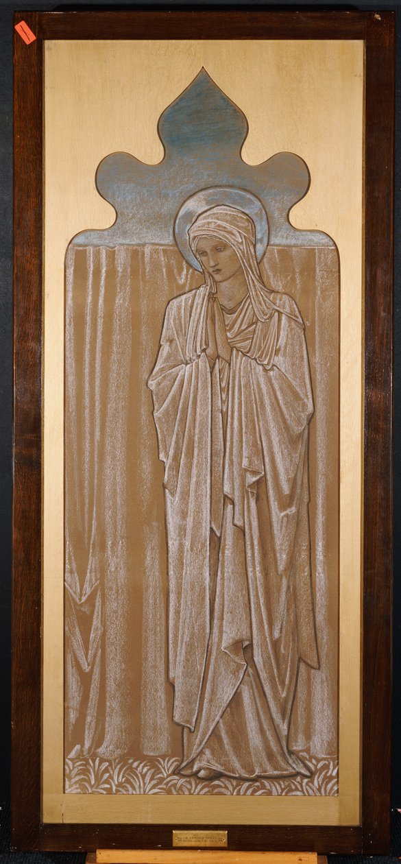 Dziewica Maryja: rysunek do witrażu w Ashton-under-Lyne, ok. 1892 r. autorstwa Edward Burne Jones