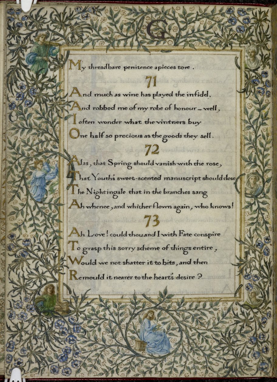 (Całe tom) Rubajat Omara Chajjama, wersety 71-73. C autorstwa Edward Coley and Morris William Burne Jones