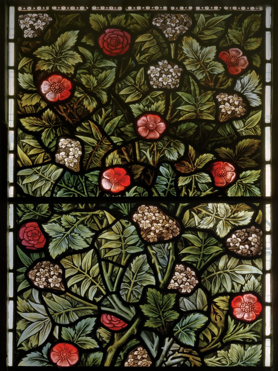 Wilden, All Saints, Morris & Co., Edward Burne-Jones, John Henry Dearle (1859-1932), Foliage, szczegół, 1902-1914, Louisa, Alfred, The Baldwins, premier, metodysta, Worcestershire, Arts & Crafts, autorstwa Edward Coley and Dearle Burne Jones