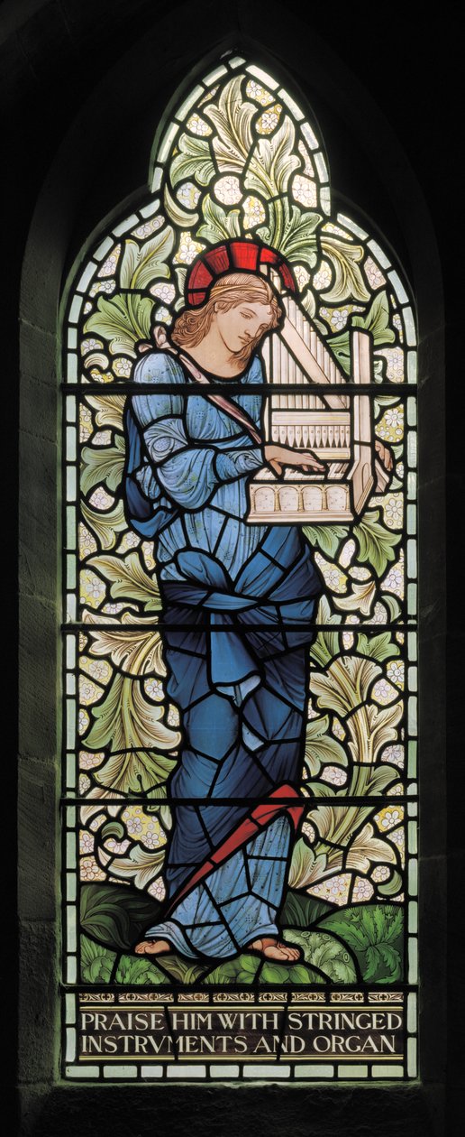 Wilden, All Saints, Morris & Co., Edward Burne-Jones, John Henry Dearle (1859-1932), St Cecilia, 1902-1914, Louisa, Alfred, The Baldwins, Premier, Metodysta, Worcestershire, Arts & Crafts, Rudy autorstwa Edward Coley and Dearle Burne Jones