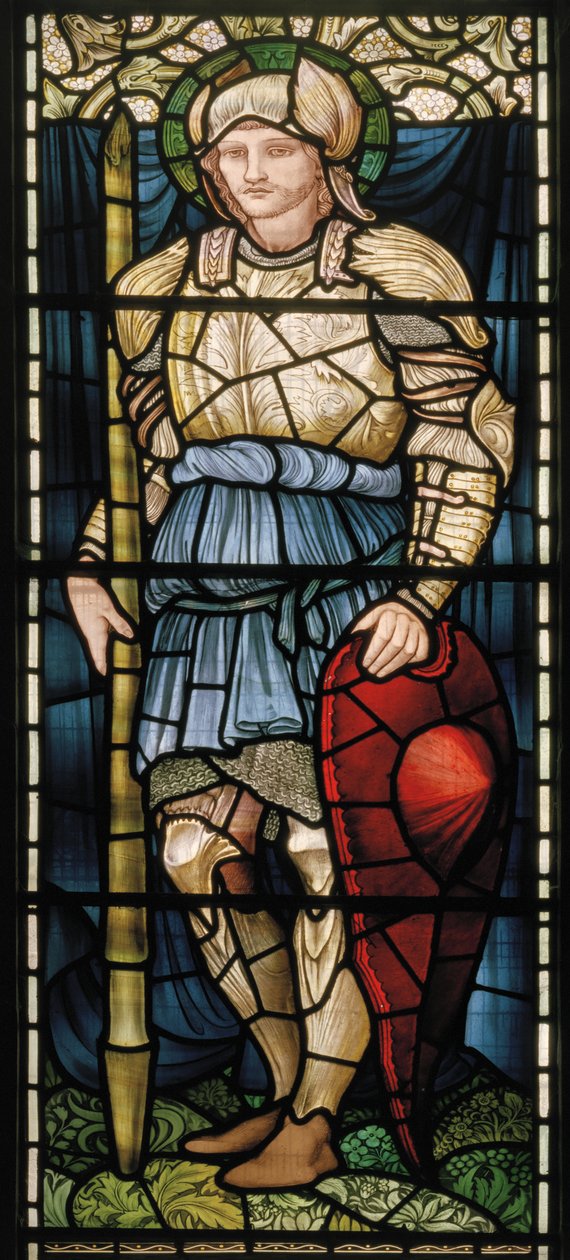 Wilden, All Saints, Morris & Co., Edward Burne-Jones, John Henry Dearle (1859-1932), St George, Courage, 1902-1914, Louisa, Alfred, The Baldwins, Premier, Metodysta, Worcestershire, Arts & Craf autorstwa Edward Coley and Dearle Burne Jones