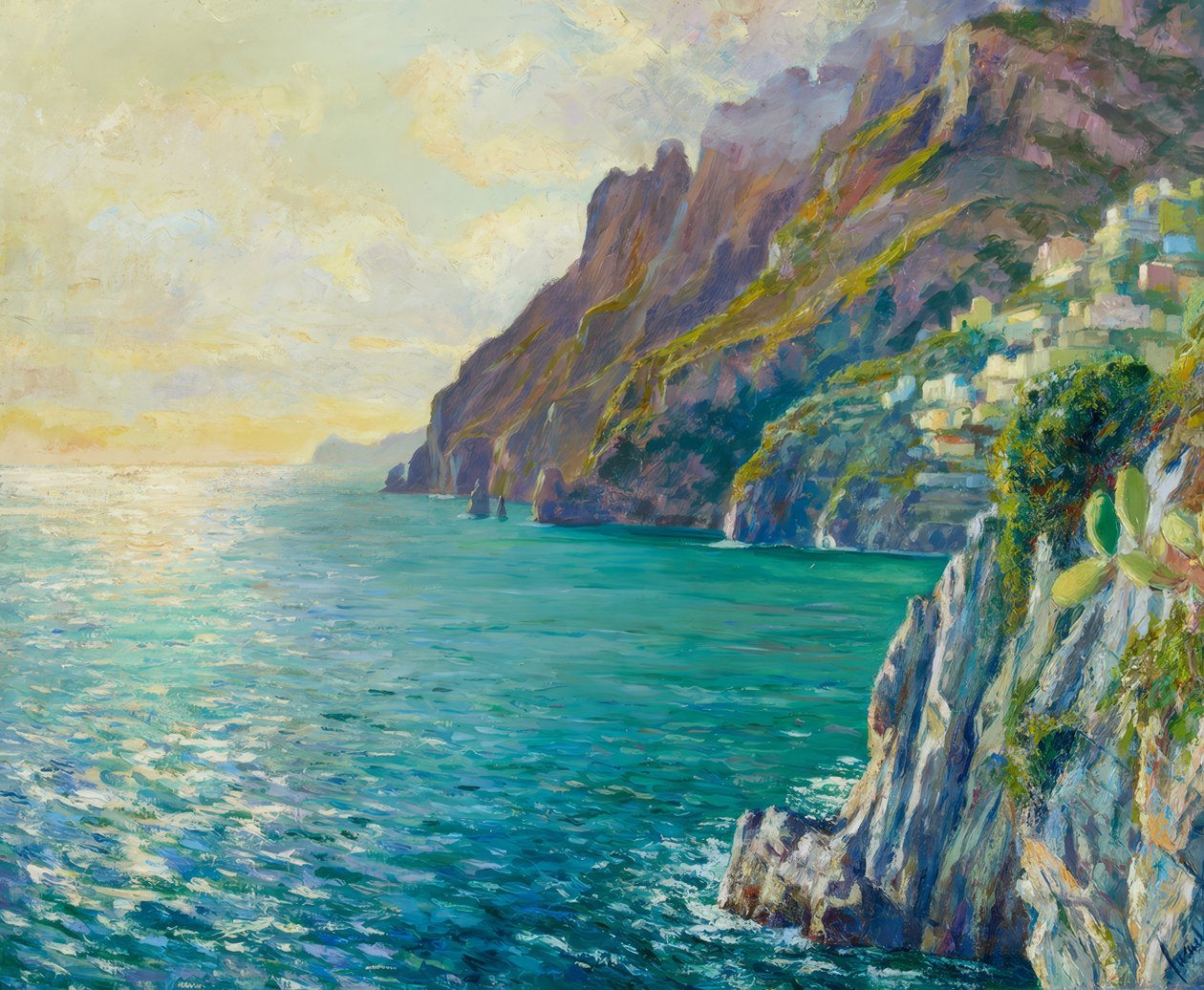 Wieczorna atmosfera Positano autorstwa Edward Cucuel