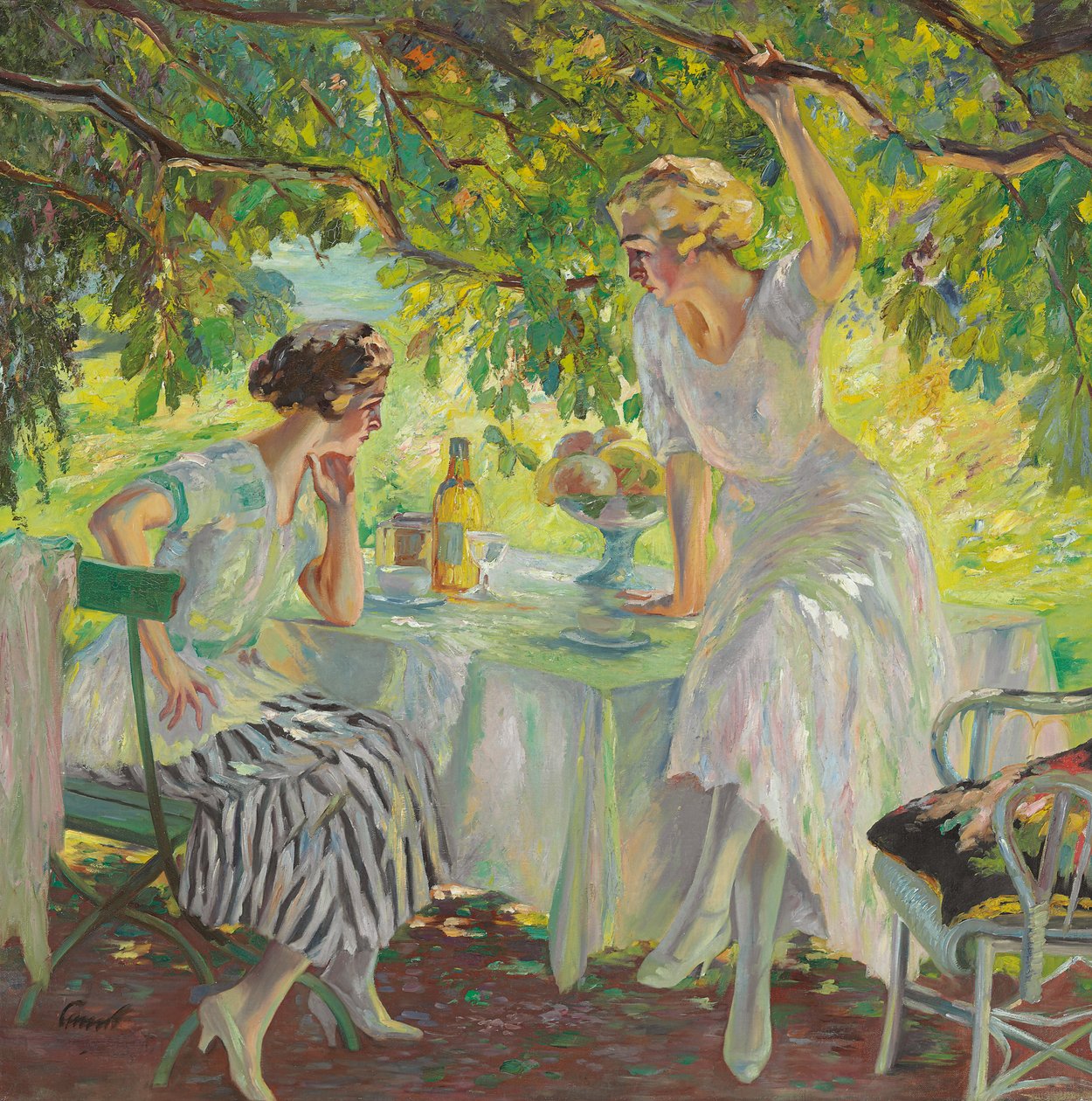 Popołudniowa herbata (olej na płótnie) autorstwa Edward Cucuel