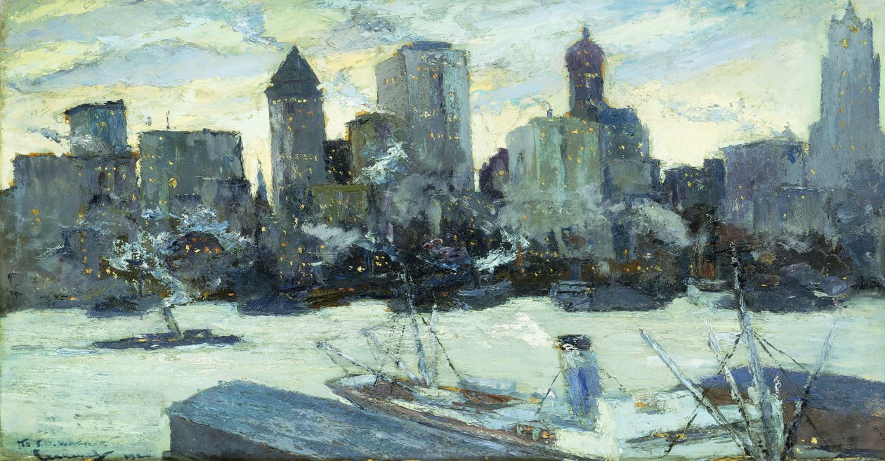 Port w Nowym Jorku zimą autorstwa Edward Cucuel