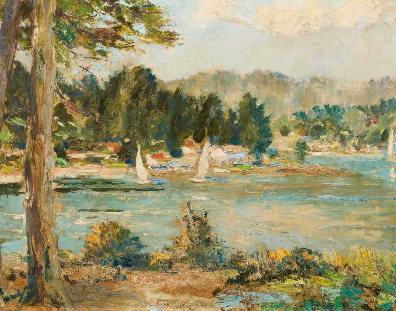 Żaglówki na jeziorze autorstwa Edward Cucuel