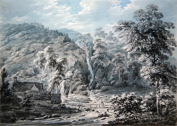 Wodospad w Corwen, Północna Walia (akwarela na papierze) autorstwa Edward Dayes