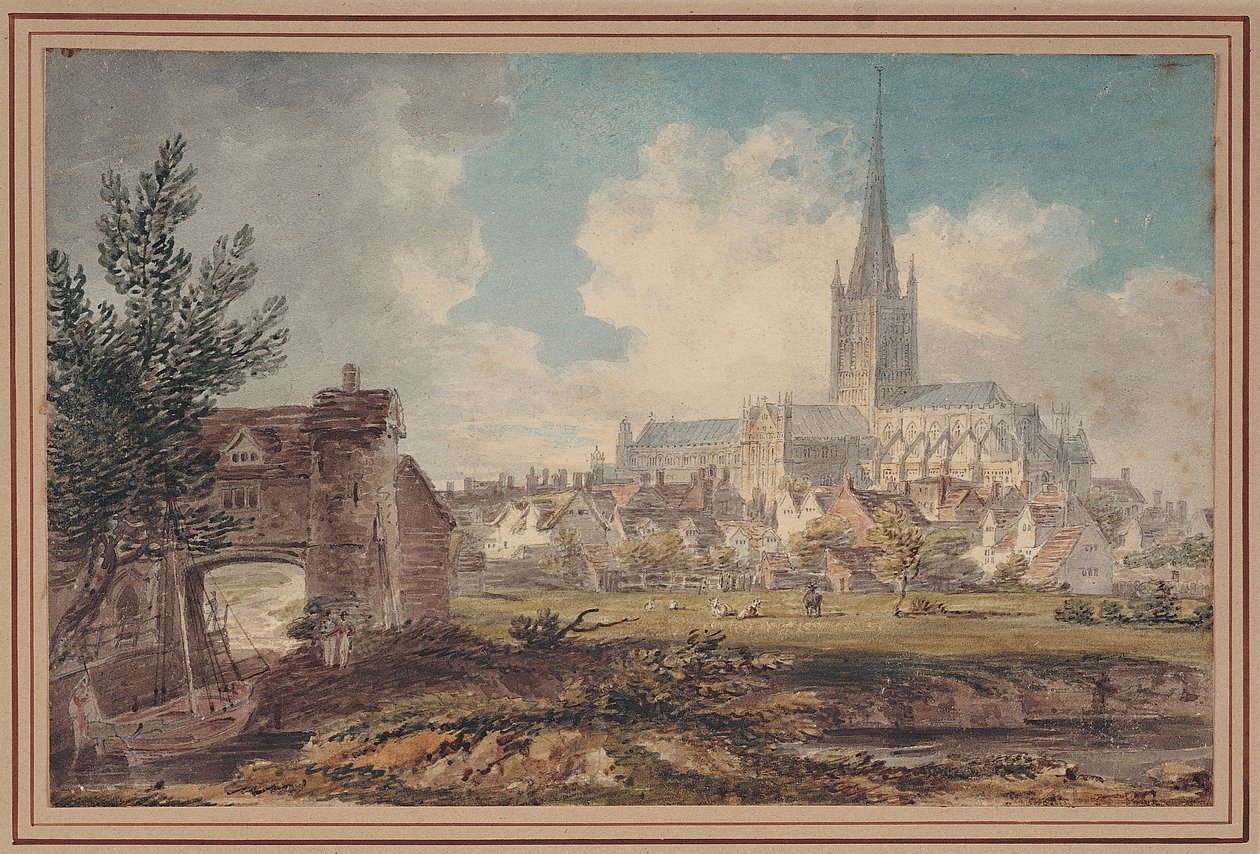 Katedra w Norwich od południowego wschodu (ołówek, tusz i akwarela na papierze) autorstwa Edward Dayes