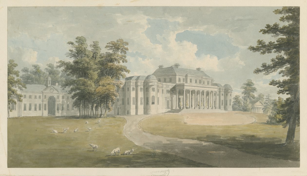 Shugborough Hall: malarstwo akwarela i [?koniec XVIII wieku] autorstwa Edward Dayes