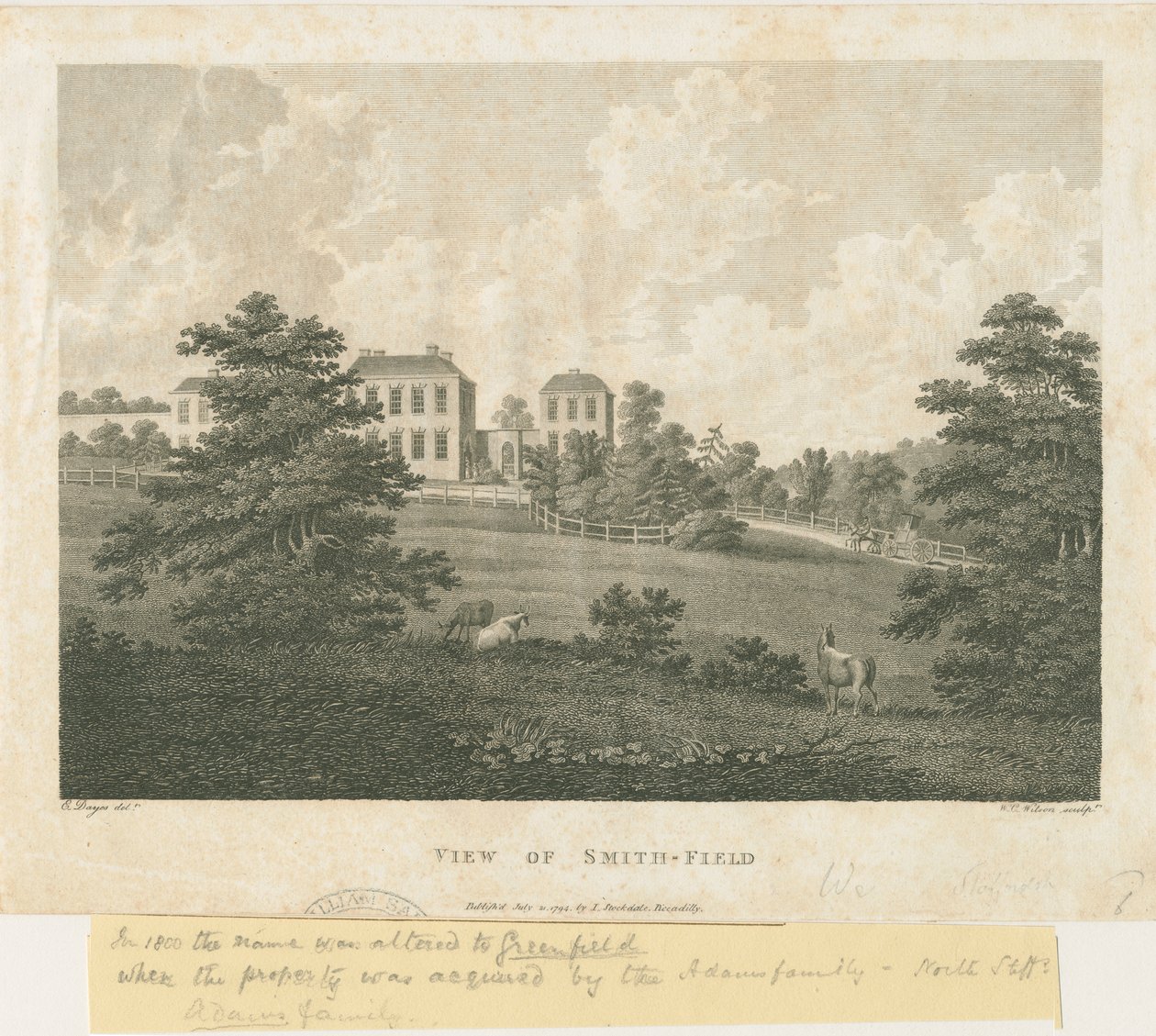 Wolstanton - „Widok pola Smitha”: grawerowanie, bd [ok. 1794] autorstwa Edward Dayes
