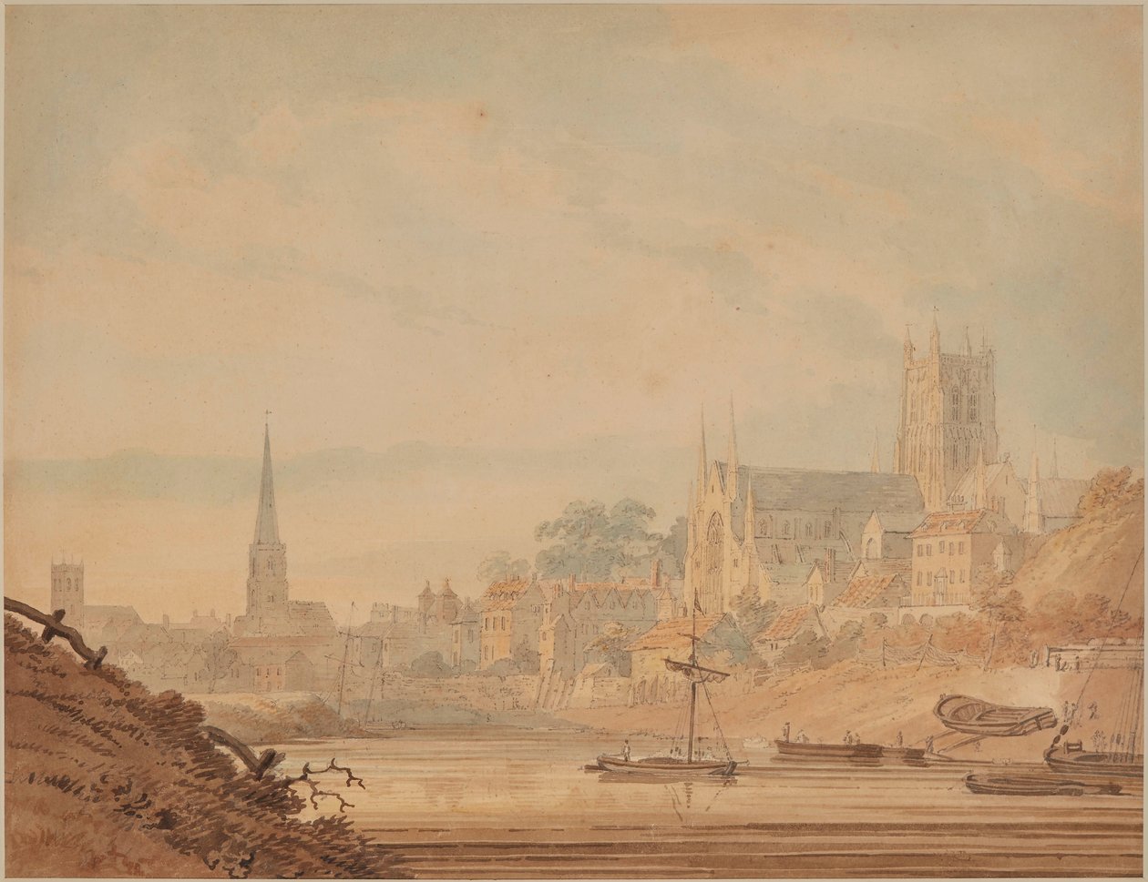 Worcester od strony rzeki Severn autorstwa Edward Dayes