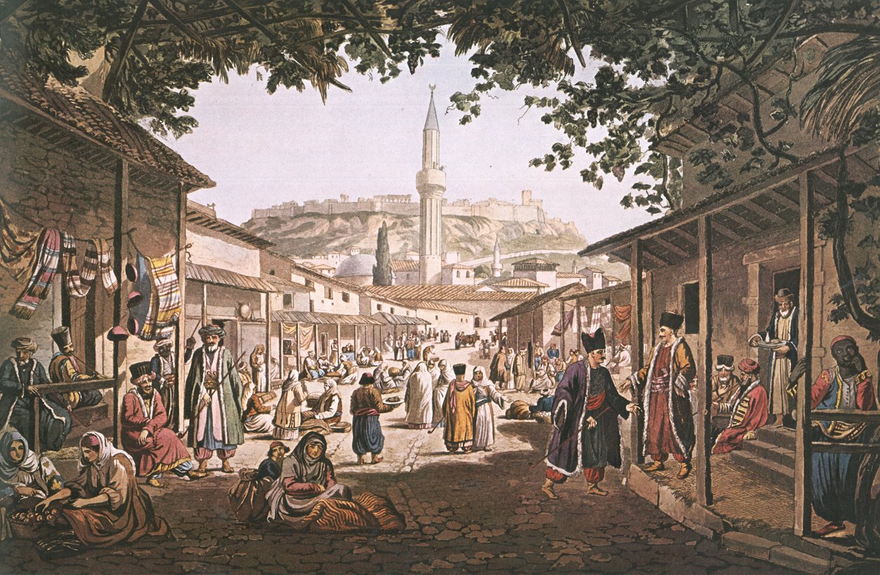 Grecki: Bazar w Atenach autorstwa Edward Dodwell