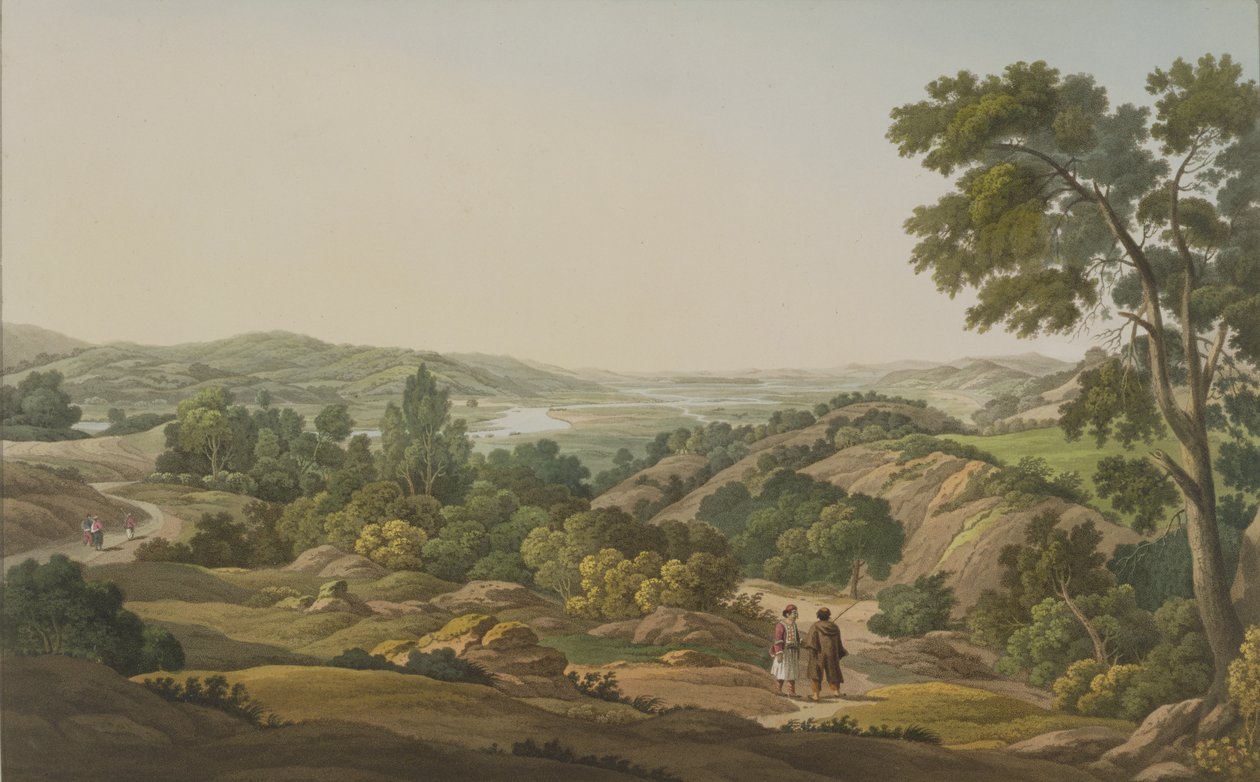 Równina Olimpijska, tablica 6 z części 1 "Widoków w Grecji", wyryta przez J. Bailey, 1820 (akwatinta) autorstwa Edward Dodwell