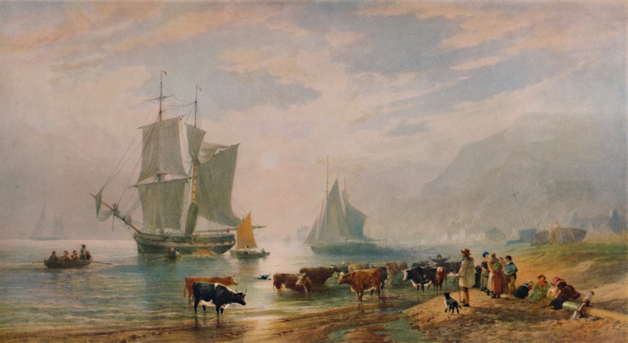 Letni wieczór: bydło lądowe, 1858, 1935 autorstwa Edward Duncan
