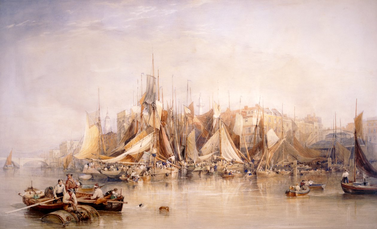 „Billingsgate, pierwszy dzień ostryg, wczesny poranek”, 1843 autorstwa Edward Duncan