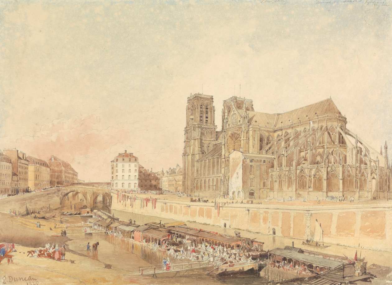 Notre Dame w Paryżu z lewego brzegu autorstwa Edward Duncan