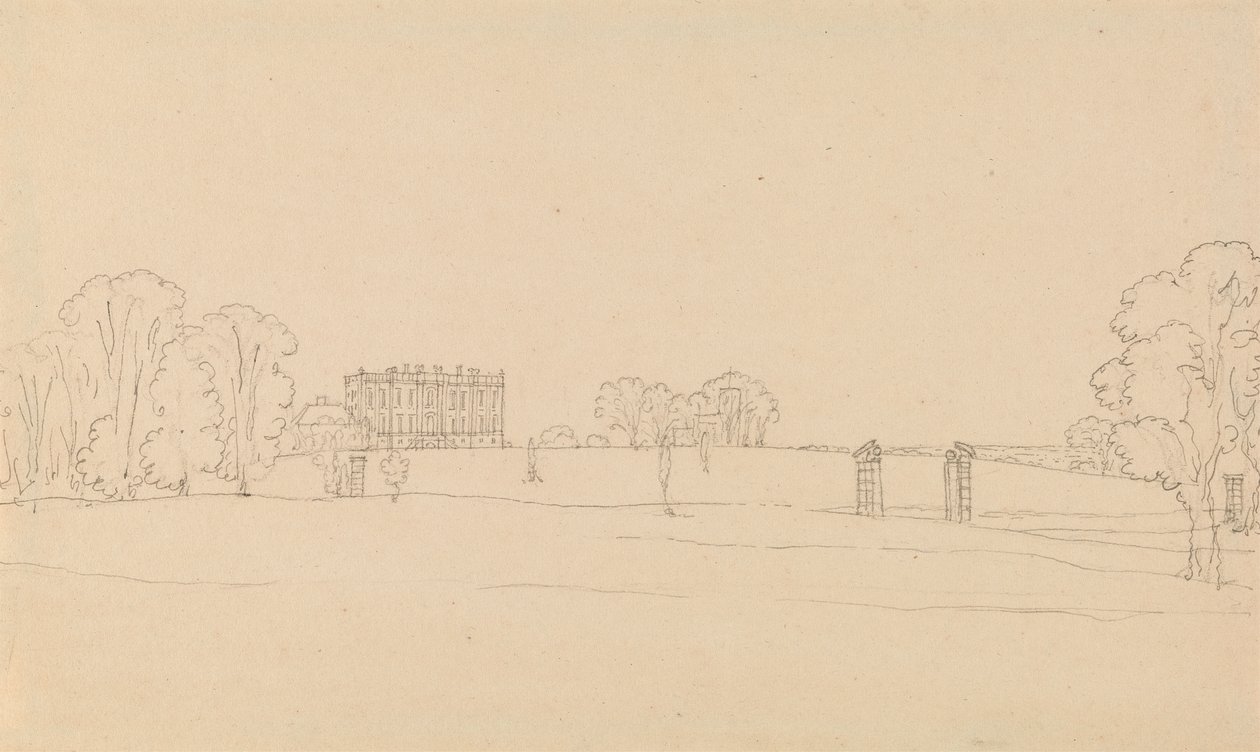 Odległy widok Easton Neston, Northants autorstwa Edward Francis Burney