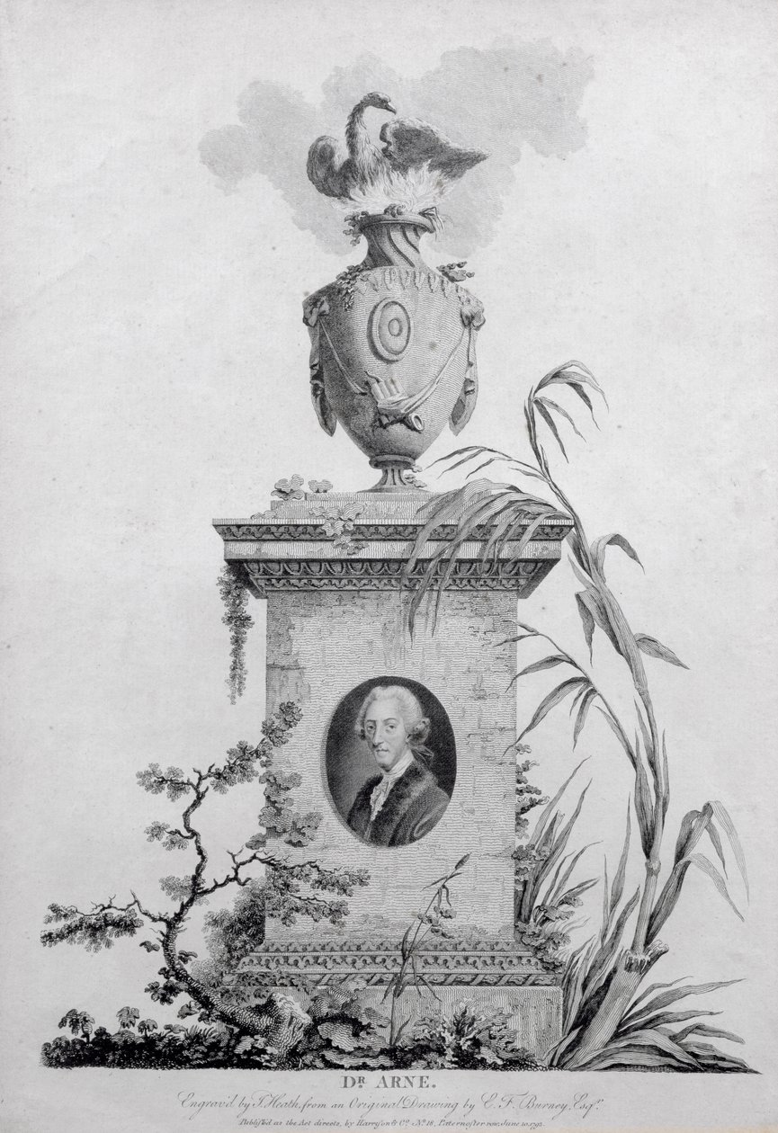 Dr Thomas Augustine Arne (1710-78), grawerowany przez Jamesa Heatha (1757-1834), 1793 (patrz także 84546) autorstwa Edward Francis Burney