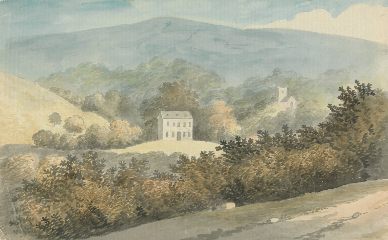 Pagórkowaty krajobraz z domem autorstwa Edward Francis Burney