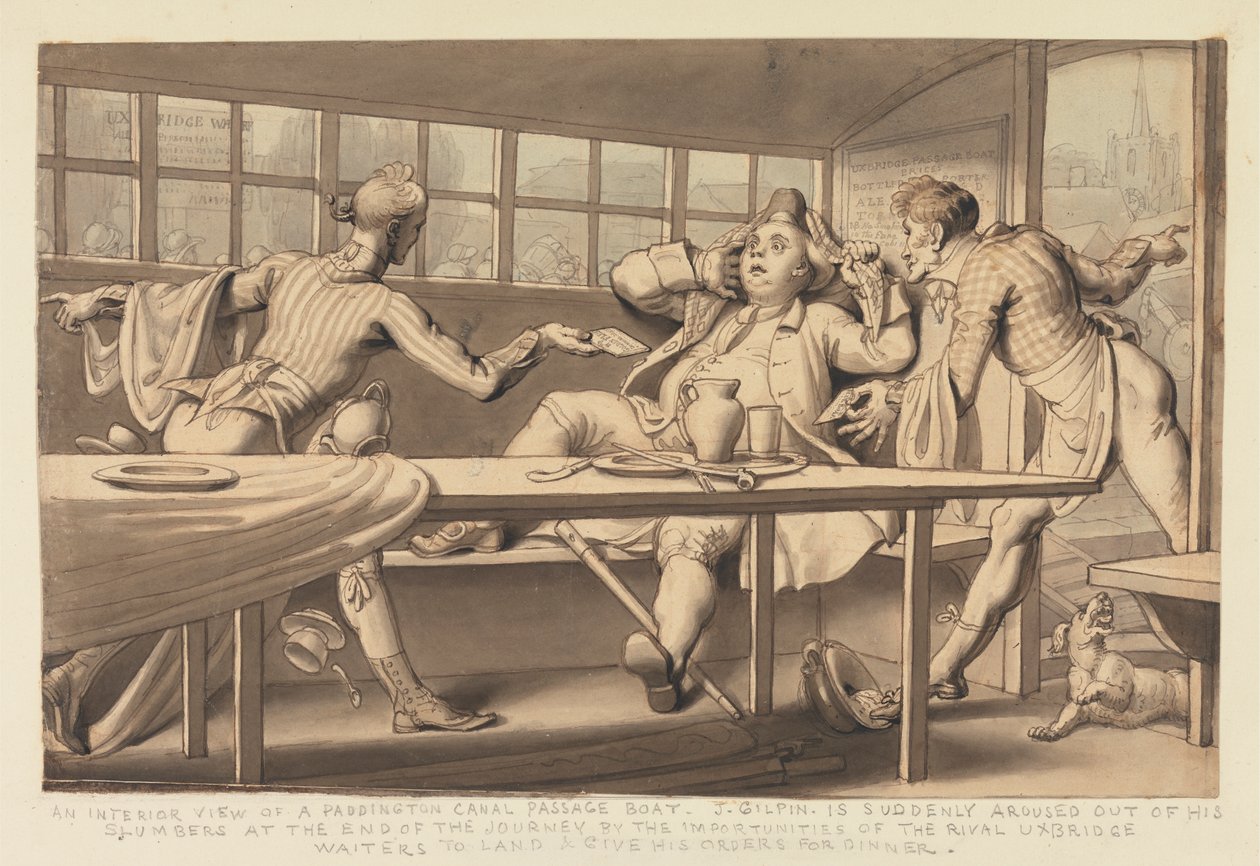 John Gilpin w łodzi pasażerskiej Uxbridge autorstwa Edward Francis Burney