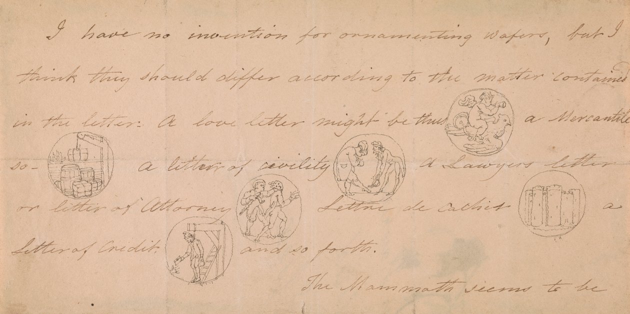 List z wzorami na sygnety (?) autorstwa Edward Francis Burney