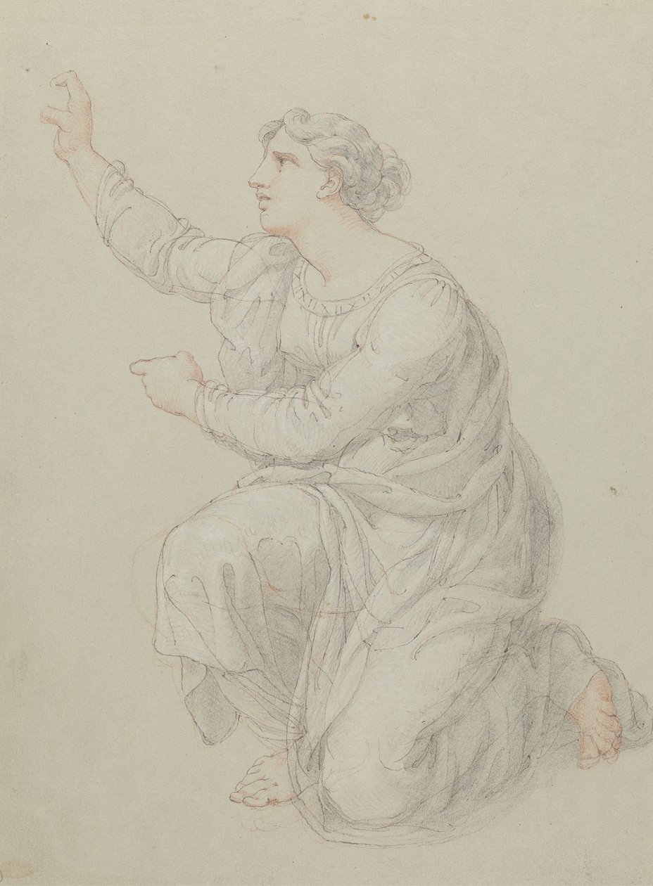 Estudo para a Figura Ajoelhada de Priscilapolish autorstwa Edward Francis Burney