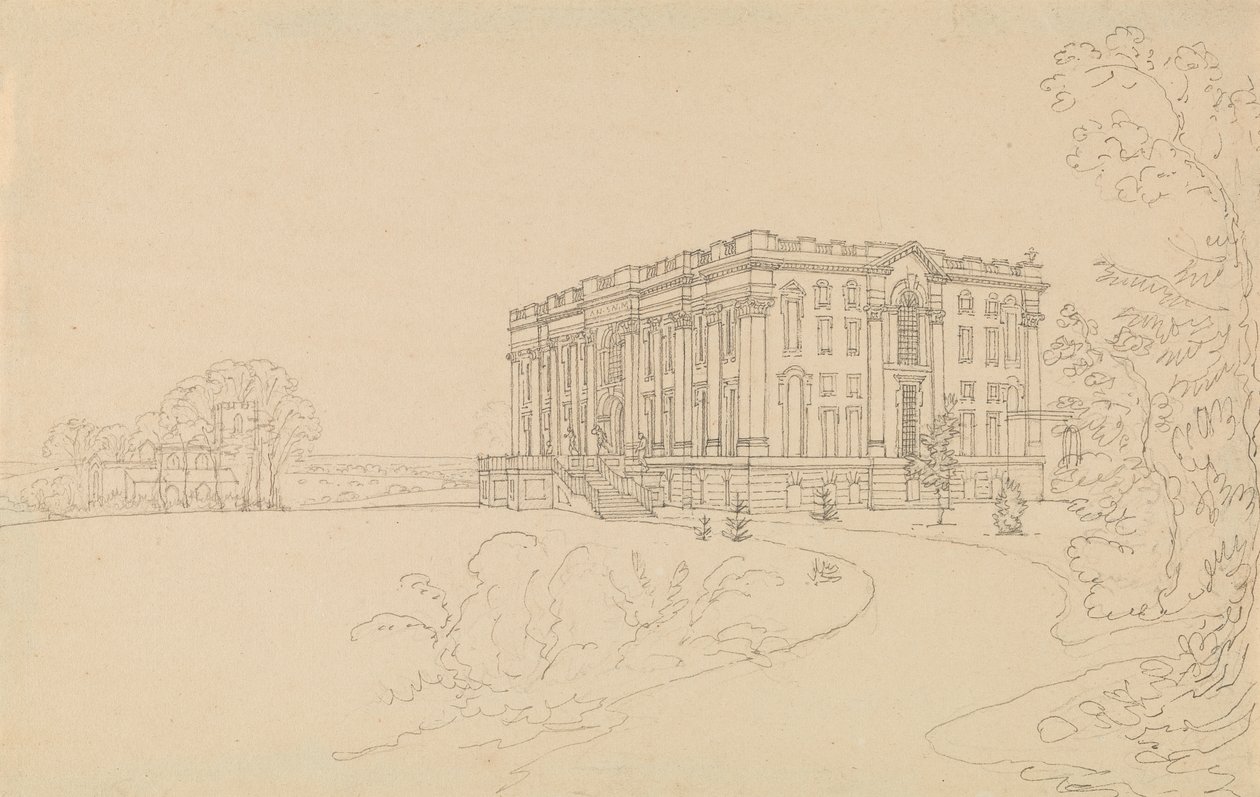 Widok Easton Neston, Northants autorstwa Edward Francis Burney