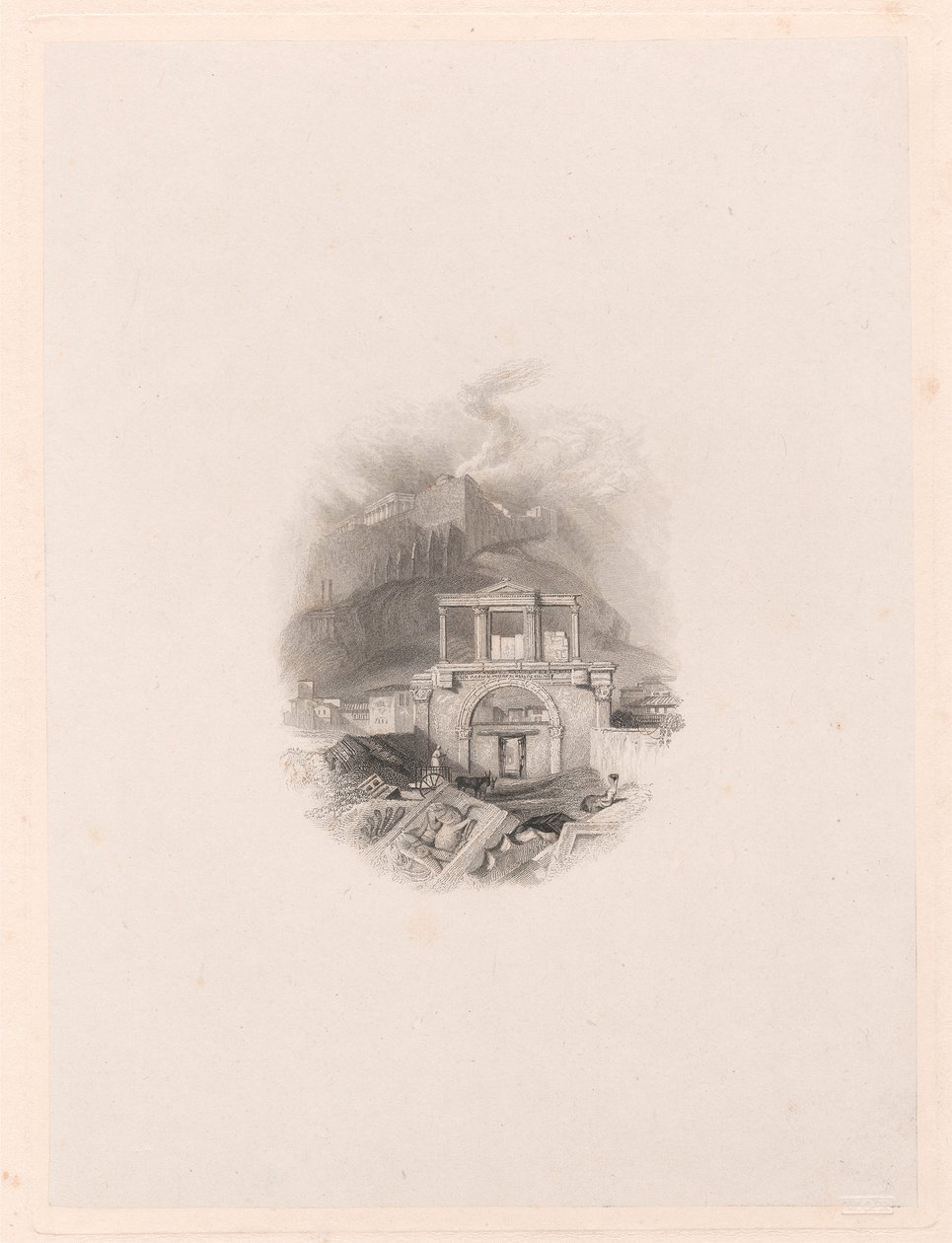 Portão de Teseu, Athenspolish autorstwa Edward Francis Finden