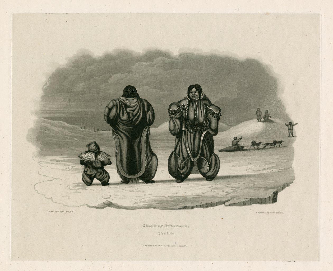 Grupa Eskimosów, Igloolik autorstwa Edward Francis Finden