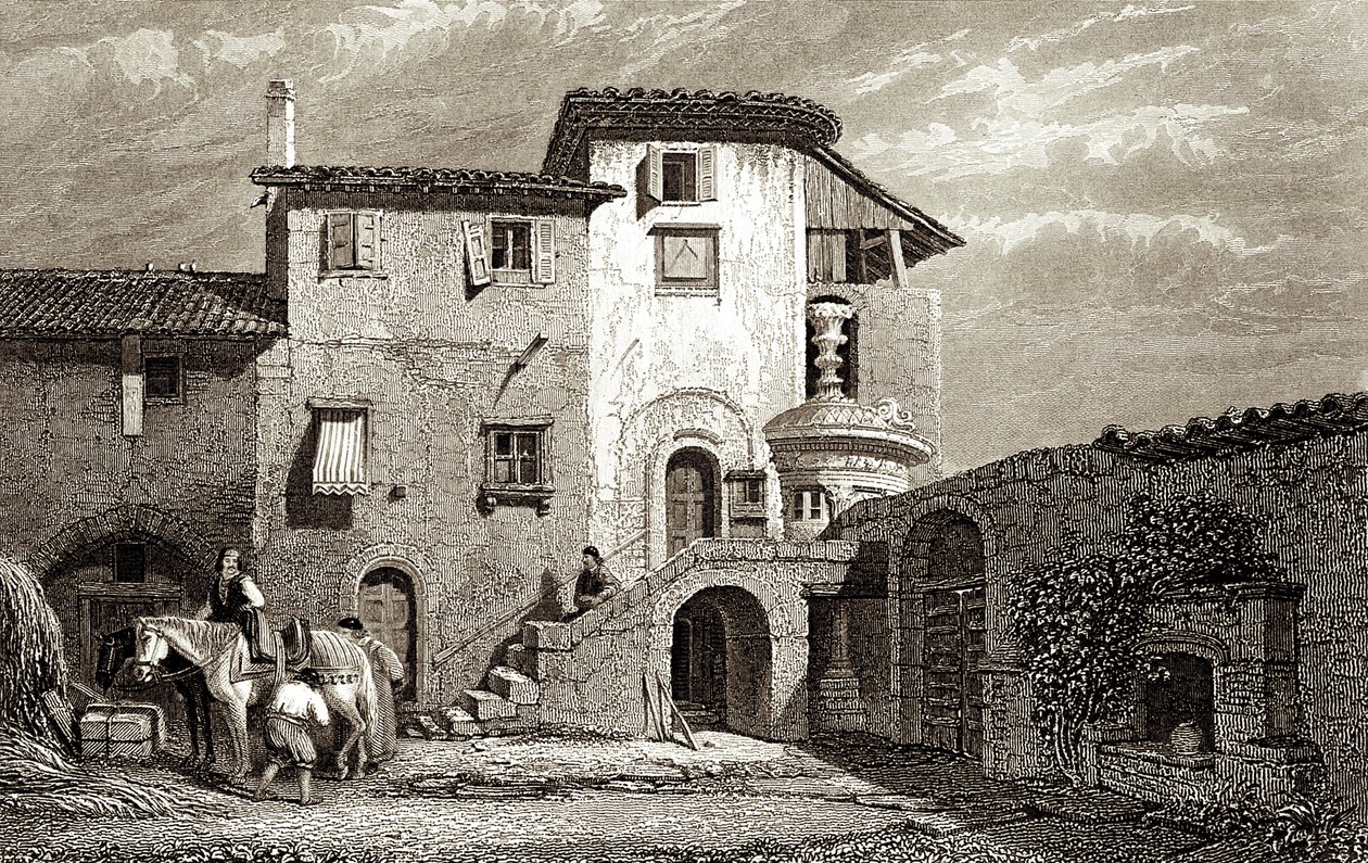 Rezydencja Lorda Byrona 1811 (rycina) autorstwa Edward Francis Finden