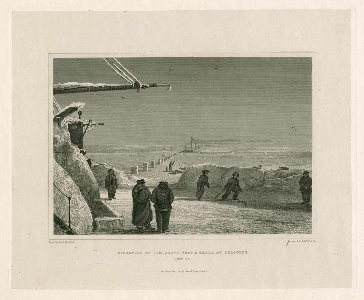 Sytuacja statków HM Fury i Hecla w Igloolik autorstwa Edward Francis Finden