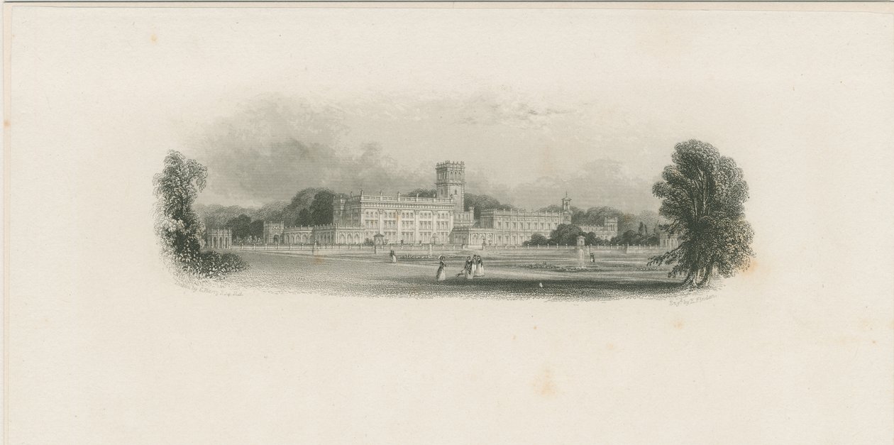 Trentham Hall: staloryt i [? połowa XIX wieku] (druk) autorstwa Edward Francis Finden
