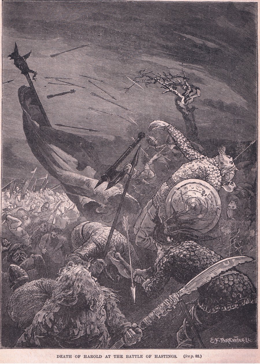 Śmierć Harolda w bitwie pod Hastings 1066 r. autorstwa Edward Frederick Brewtnall