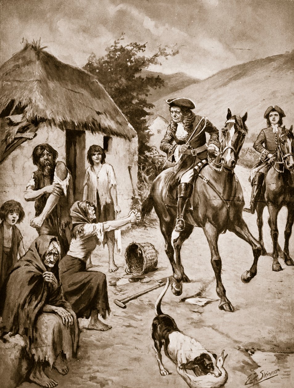 Życie w Irlandii, ok. 1710 r., ilustracja z "Hutchinson