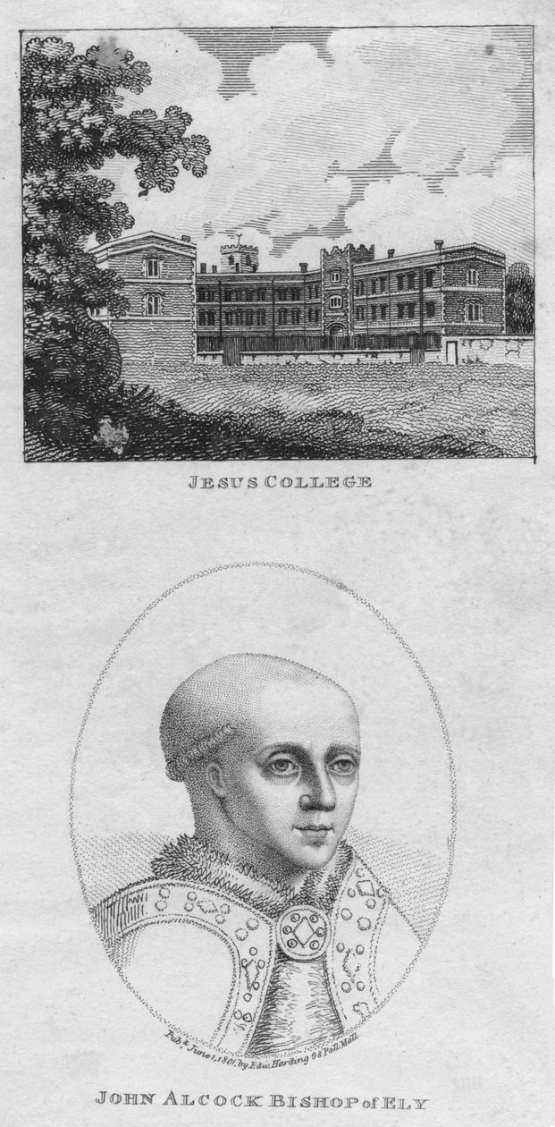Jesus College, John Alcock biskup Ely, 1801. autorstwa Edward Harding
