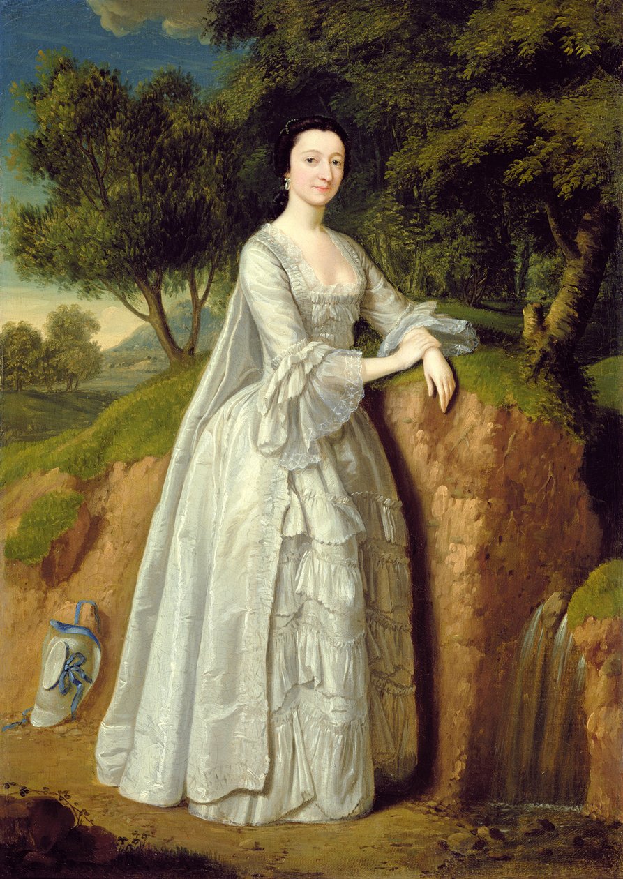 Elizabeth Montague stojąca w leśnym pejzażu, ok. 1750 (olej na płótnie) autorstwa Edward Haytley