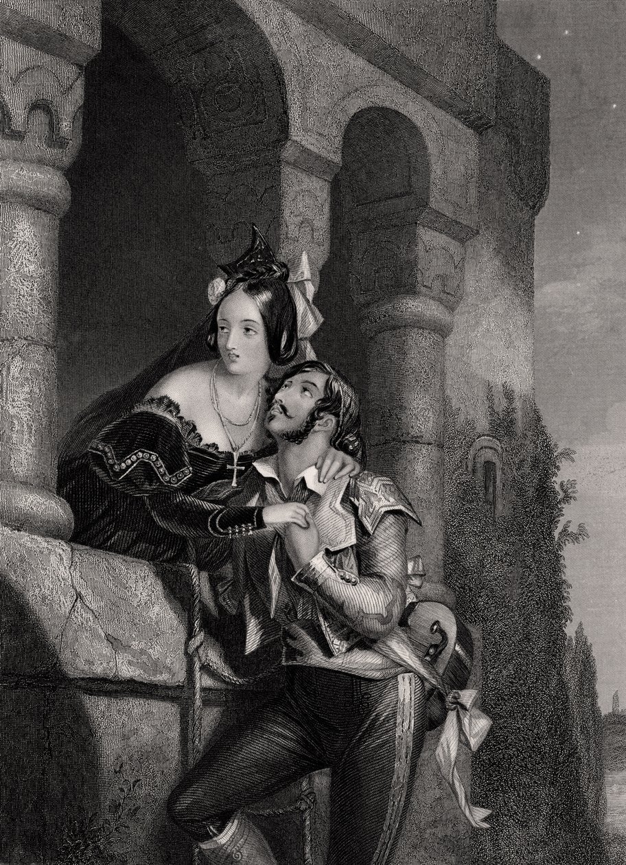 „Dobranoc, tysiąc razy, dobranoc”, grawerowana przez W.H. Egleton, z „Romea i Julii” Williama Szekspira (1564-1616) autorstwa Edward Henry Corbould