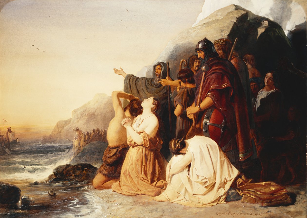 Brytyjczycy ubolewają nad odejściem ostatniego rzymskiego legionu, 1843 autorstwa Edward Henry Corbould