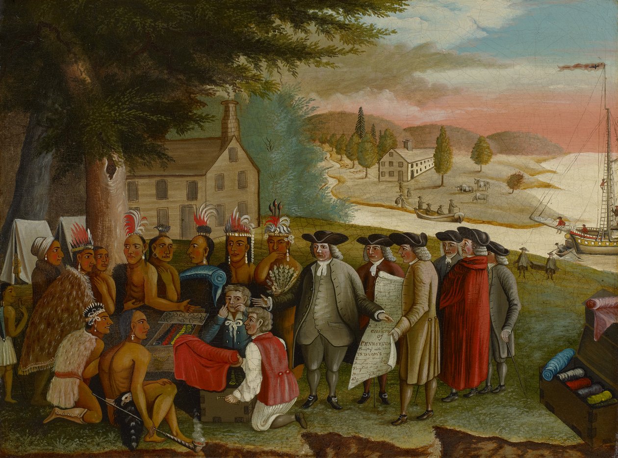 Traktat Penna z Indianami, c.1830-40 (olej na płótnie) autorstwa Edward Hicks